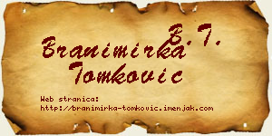 Branimirka Tomković vizit kartica